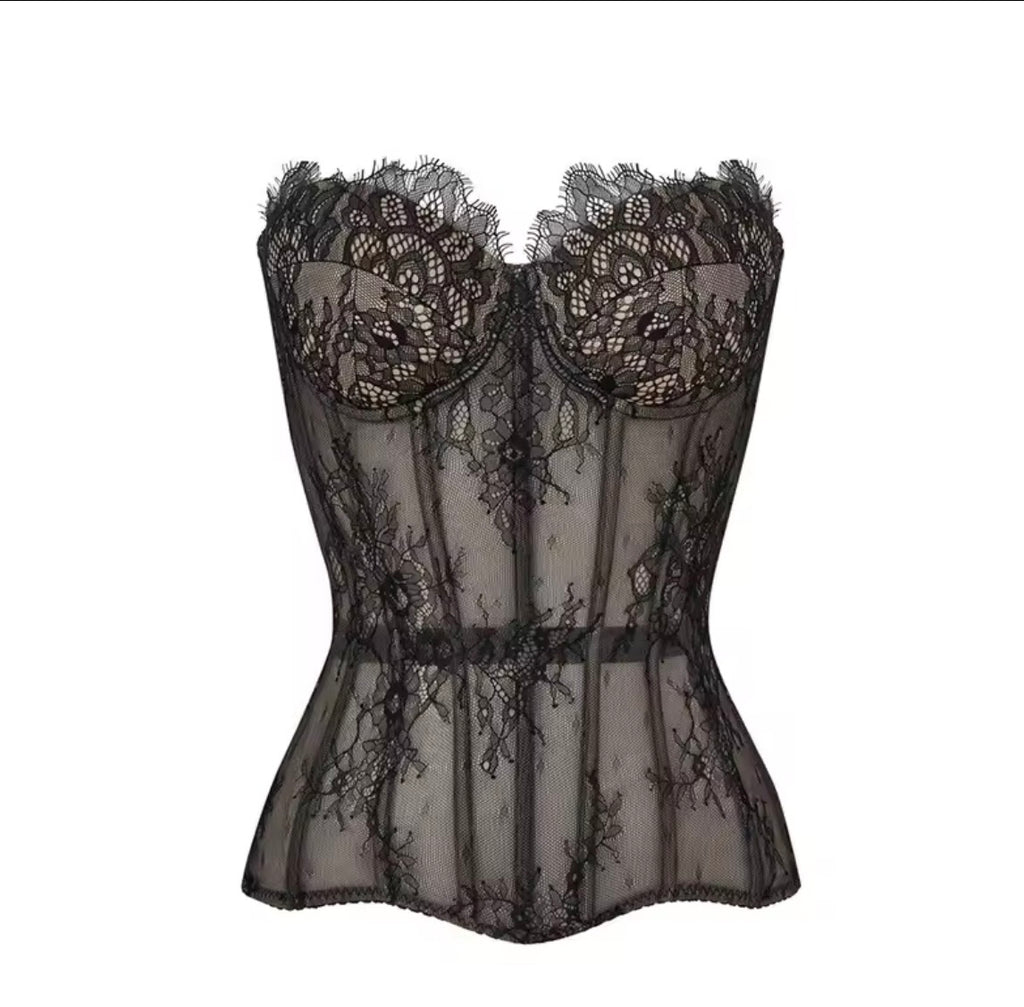 Lace Corset Bustier Top (Boned)